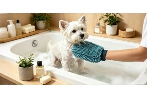 ultra absorbent chenille dog bath gloves, soft thick pet grooming gloves, anti slip elastic cleaning gloves for dogs cats, quick drying dehairing pet washing accessories