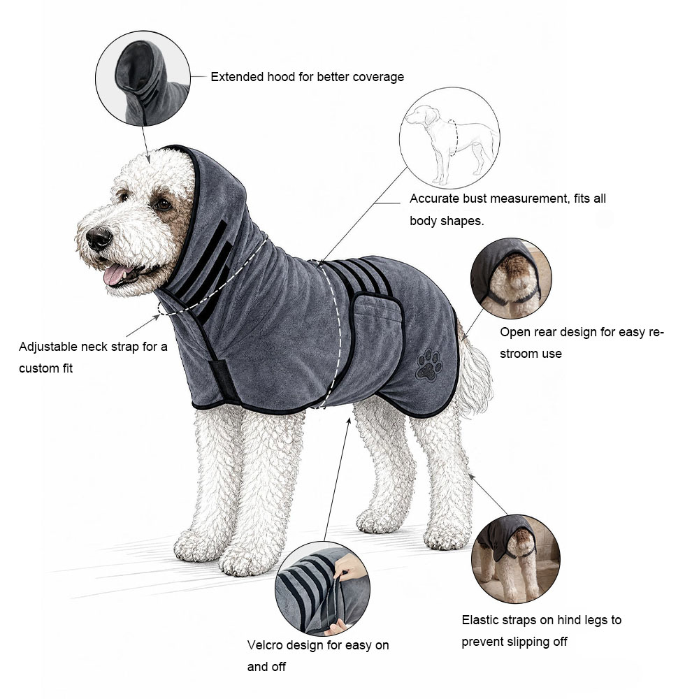 550gsm coral fleece dog drying coat robe – quick dry absorbent dog bath robe 550gsm coral fleece dog drying coat robe – quick dry absorbent dog bath robe