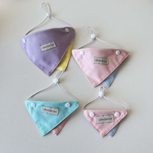 reversible double sided cotton pet bandana | soft absorbent triangle saliva bib for cats & dogs